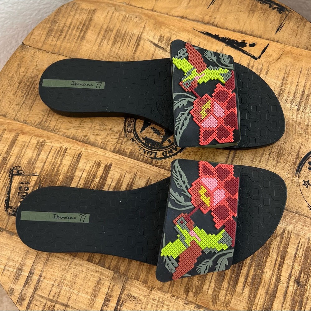 Ipanema Black Sandals with Hummingbirds - Picture 2 of 7